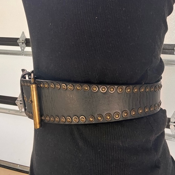 Black leather studded belt. main image 4